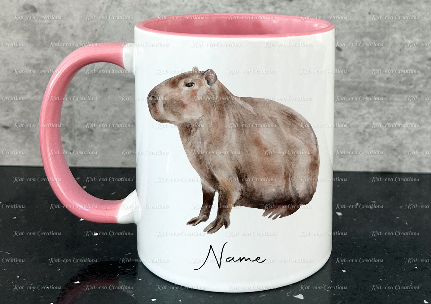 personalised watercolour capybara mug