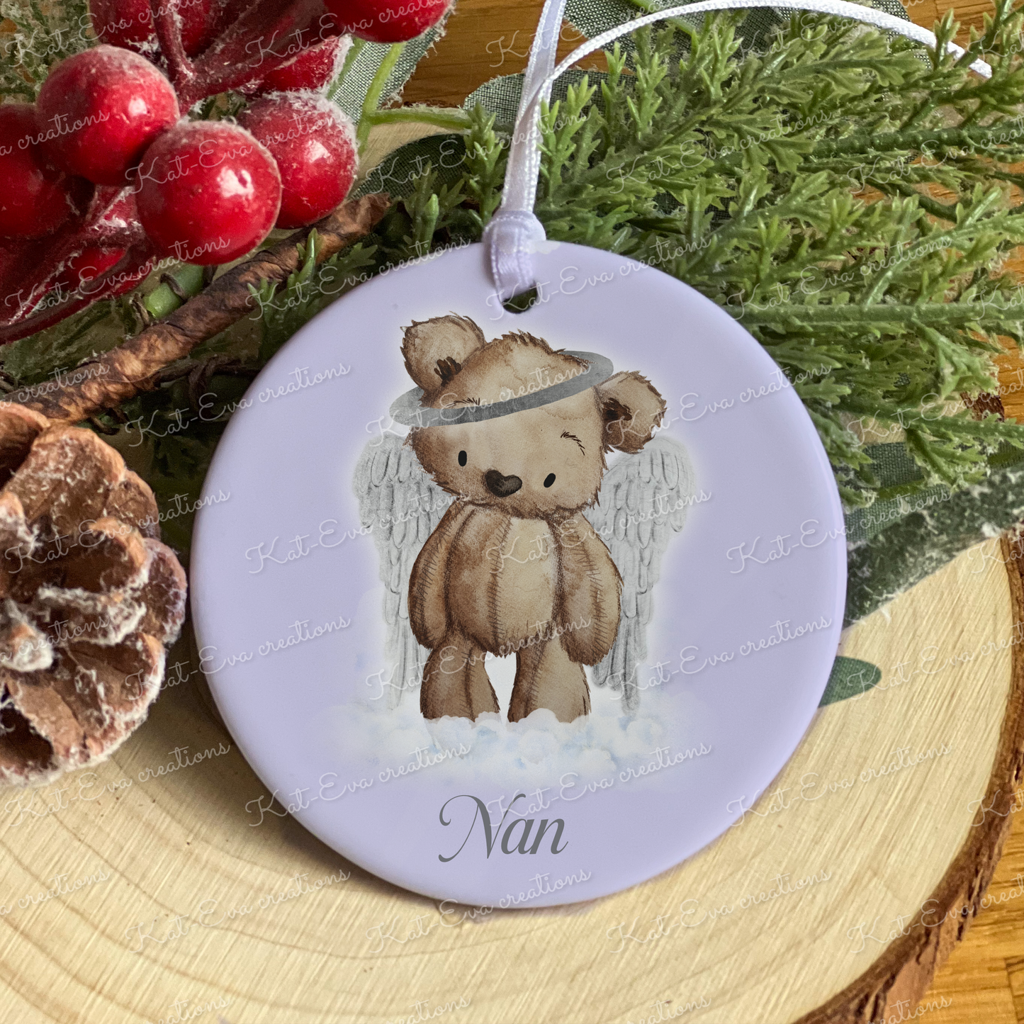 memory ceramic decoration angel bear choice of background colours