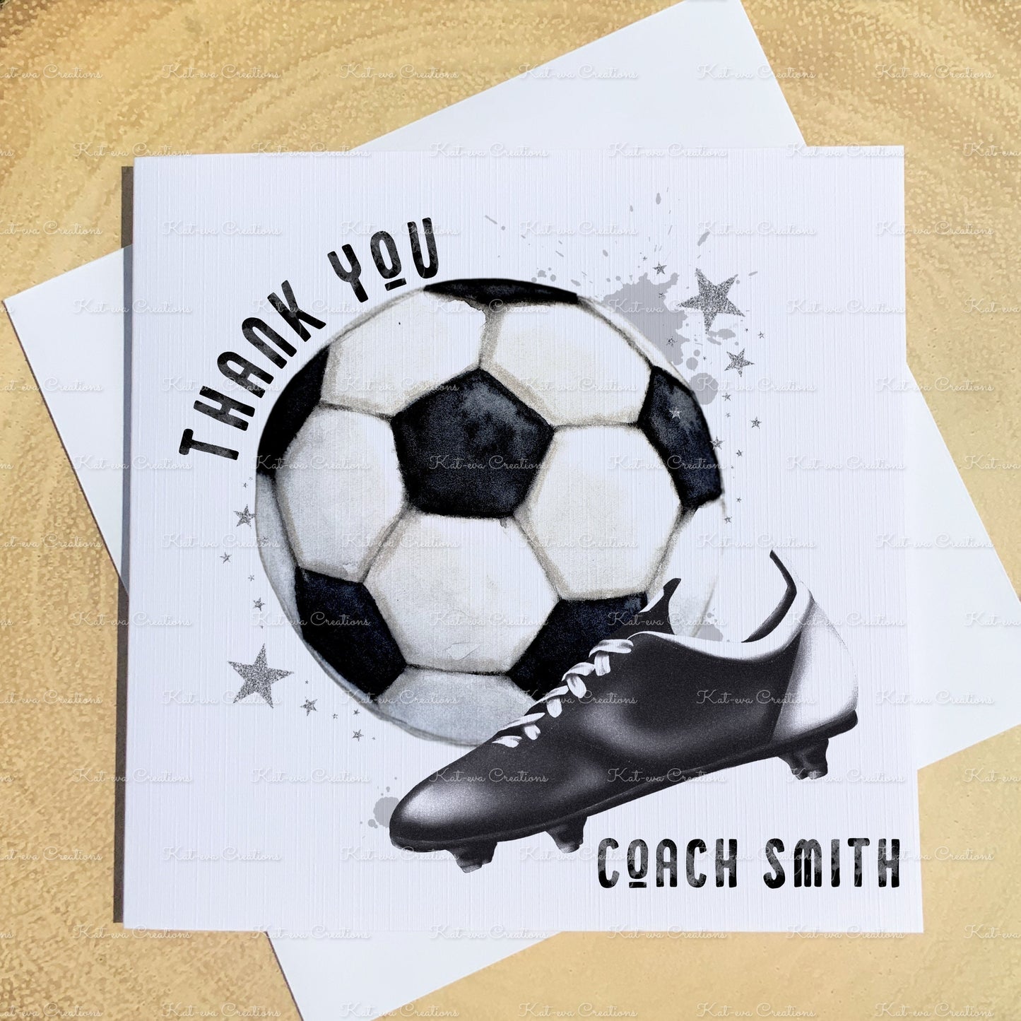 Football card. Personalised football card. Birthday or thank you coach card