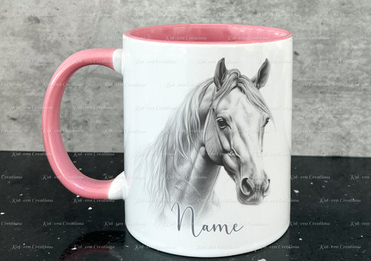 horse mug. Personalised sketch horse cup. Ideal gift for Christmas. Birthday, secret santa or stocking filler