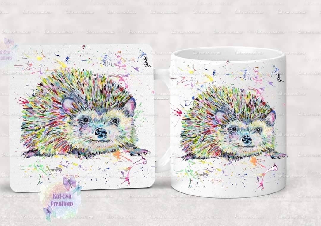 Stunning personalised hedgehog mug or mug and coaster set Ideal christmas, birthday or mothers day gift
