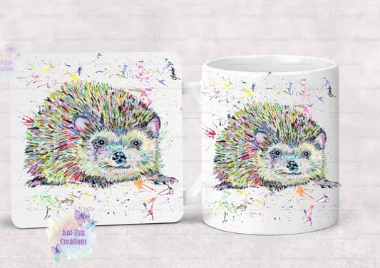 Stunning personalised hedgehog mug or mug and coaster set Ideal christmas, birthday or mothers day gift