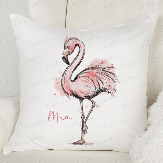 Flamingo cushion. Stunning flamingo pillow. Personalised cushion. Mothers day gift. Birthday present. Wedding, engagement, anniversary