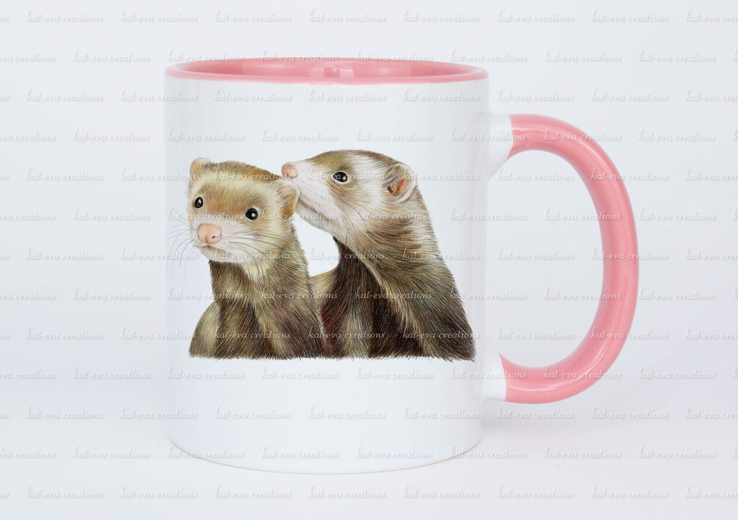 Ferret couple mug, available with or without coaster. can be personalised.