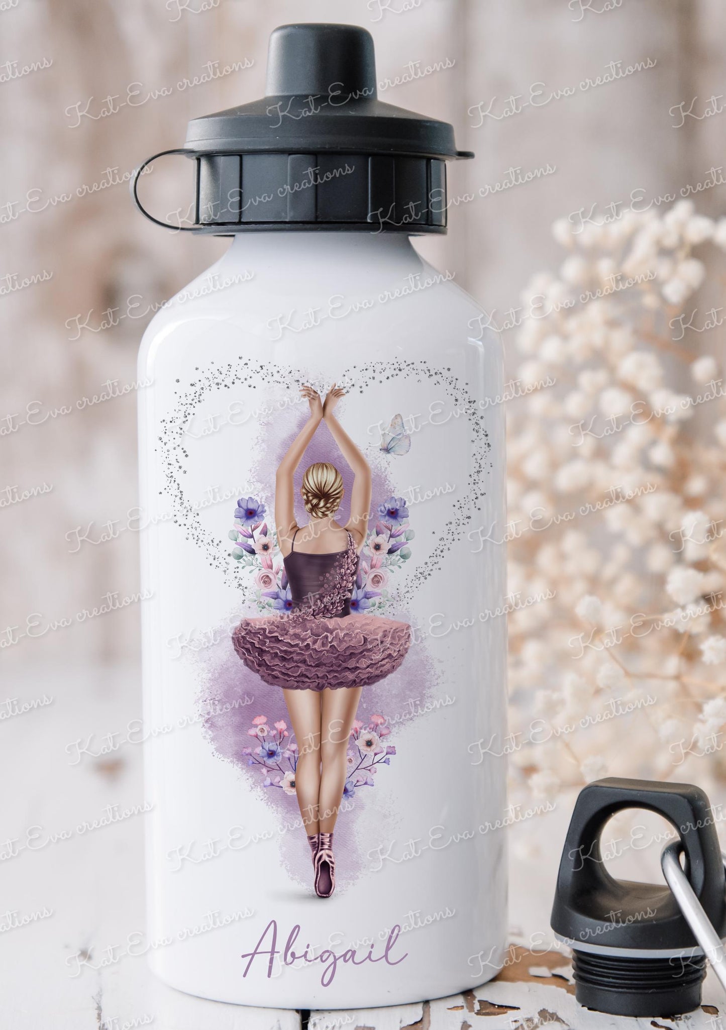 Ballet bottle, Personalised ballerina bottle. Choice of ballerina and name or wording