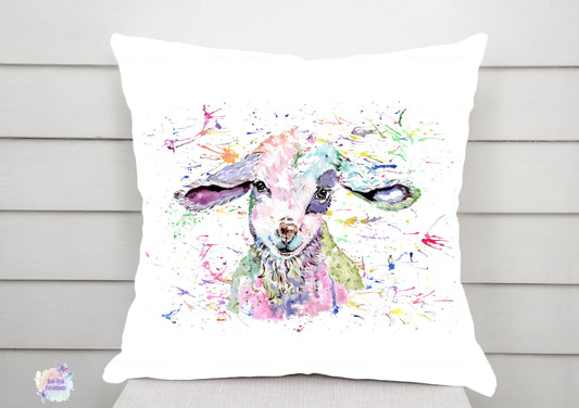 Watercolour ram / sheep / lamb cushion. can be personalised.