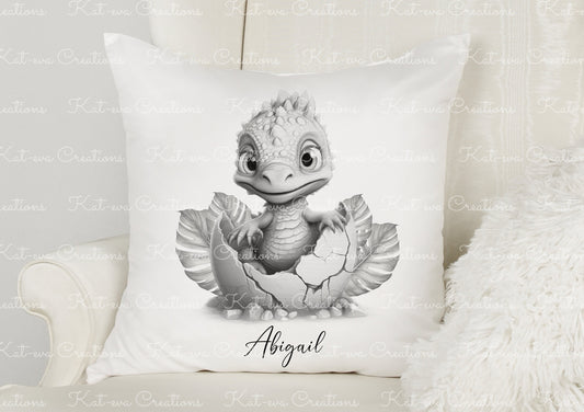 baby dinosaur cushion. personalised dinosaur pillow. ideal christmas, secret santa, stocking filler, or birthday gift