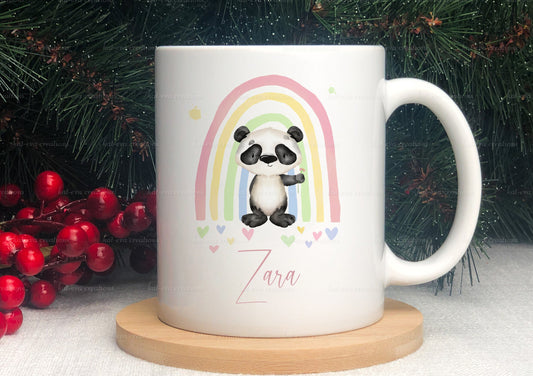 Personalised panda rainbow mug