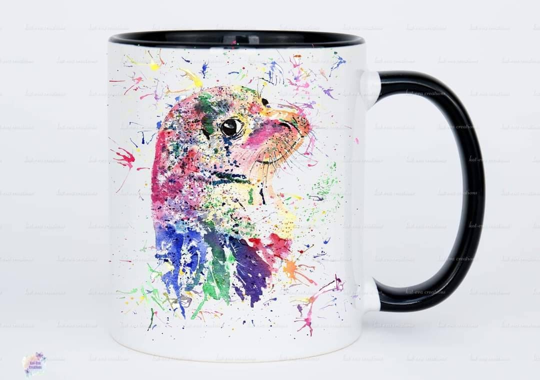 personalised watercolour seal  mug or mug and coaster set