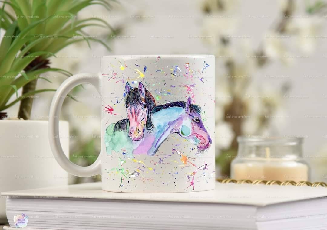 Watercolour horse mug. can be personalised.