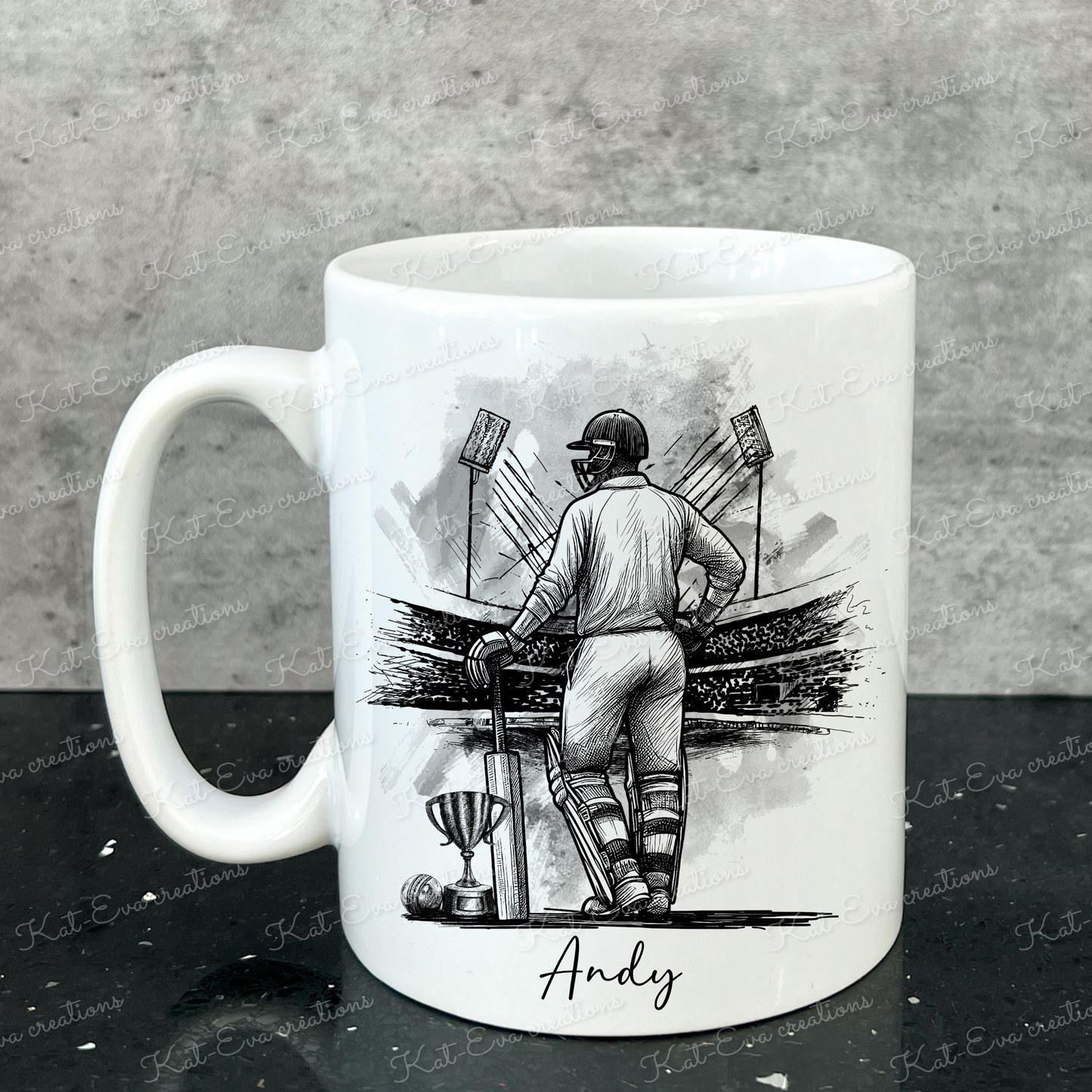 Cricket mug, or mug and coaster set. Ideal for birthdays, father's day, thank you gift