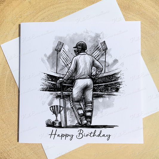 Cricket card. Personalised card. Ideal for birthdays, father's day or thank you card