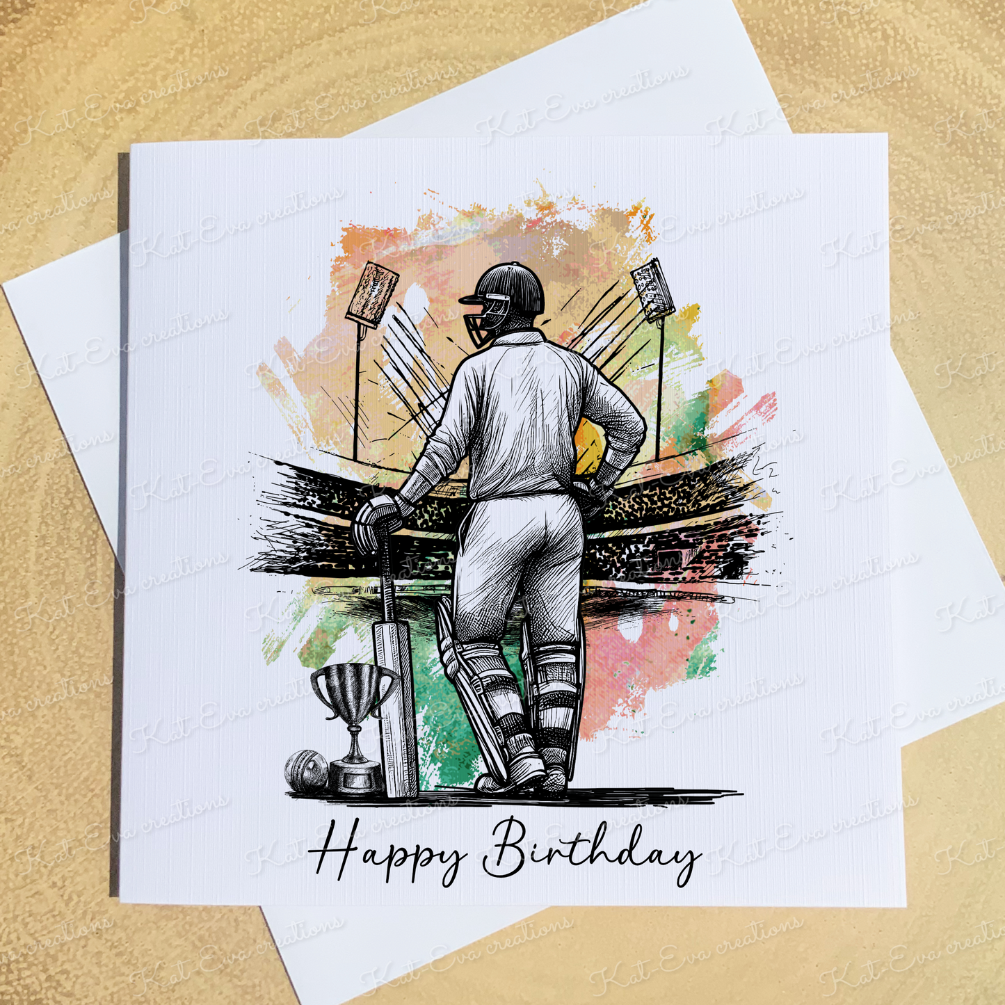 Cricket card. Personalised card. Ideal for birthdays, father's day or thank you card