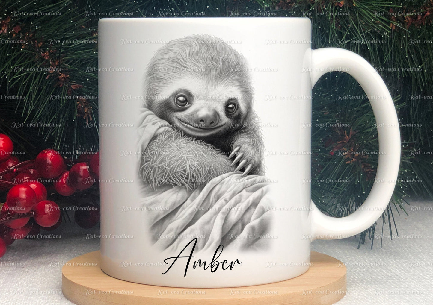 Sloth mug. Personalised baby sloth cup. Ideal gift for Christmas. Birthday, secret santa or stocking filler. wildlife collection