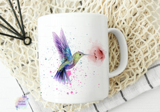 watercolour hummingbird mug can be personalised