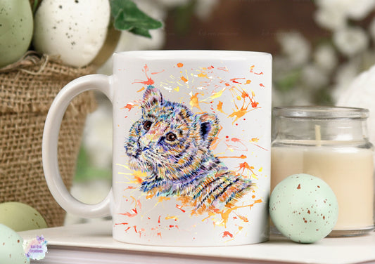 Watercolour tiger cub mug. can be personalised.