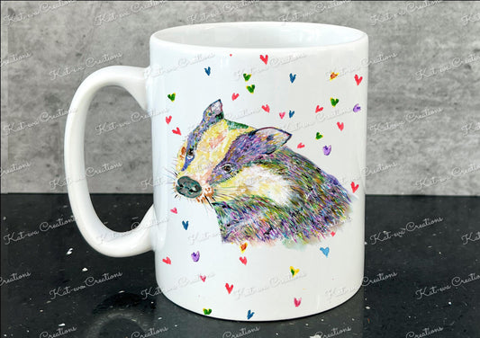 personalised badger mug. badger cup. beautiful christmas or birthday present. secret santa gift. xmas eve mug or stocking filler