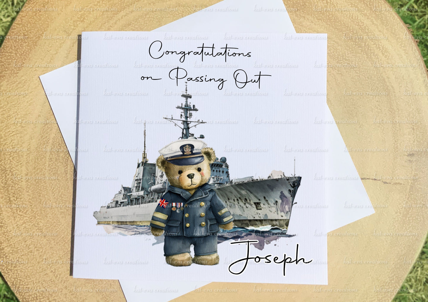 Passing out card, Personalised navy card. Congratulations Royal navy passing out parade card