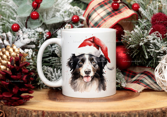 Border collie Mug, personalised Christmas collie mug. Ideal Christmas gift. stocking filler or secret Santa present