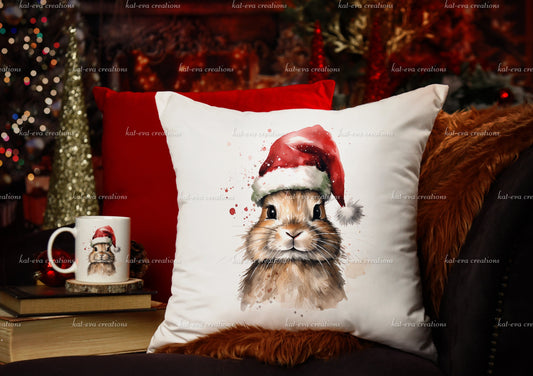 rabbit Cushion, personalised Christmas bunny cushion. Ideal Christmas gift. stocking filler or secret Santa present