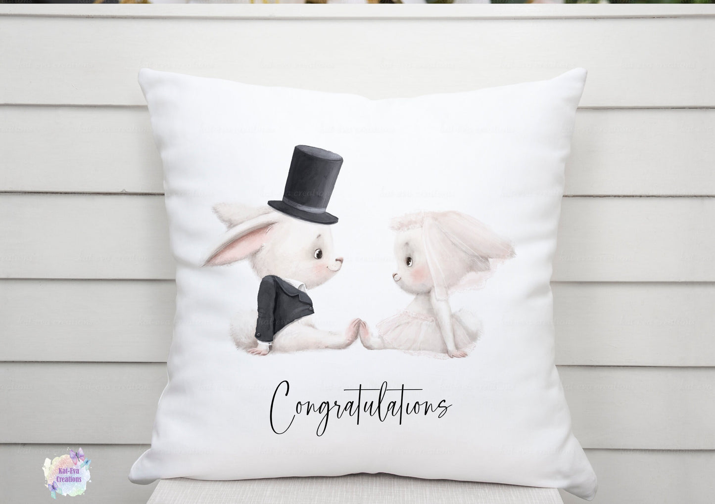personalised Wedding cushion. Rabbit bride and groom pillow. Ideal wedding, engagement or anniversary gift. mr & mrs, mr and mr, mrs and mrs