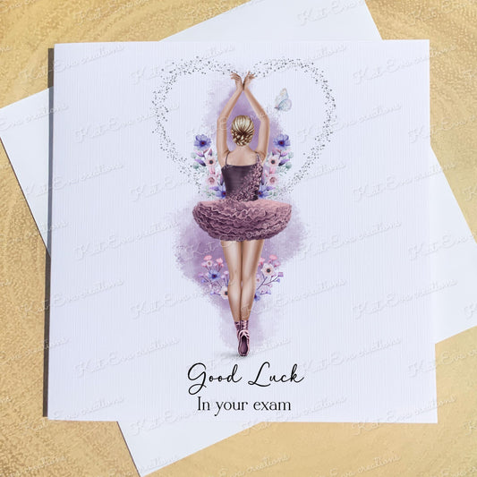 Personalised ballet, ballerina card. Good luck, well done, congratulations or birthday card. Choice of wording and ballerina