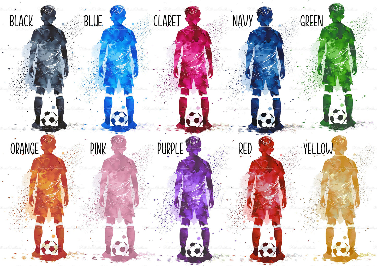 Football print. A4 personalised print. home decor. kids room. Choice of colour, name and number