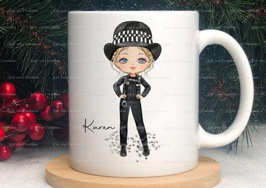 personalised police woman mug. police lady, police man