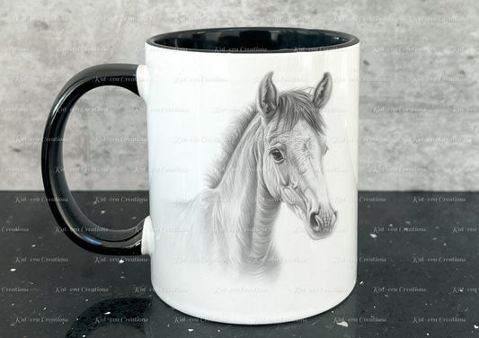 foal mug. Personalised sketch horse cup. Ideal gift for Christmas. Birthday, secret santa or stocking filler