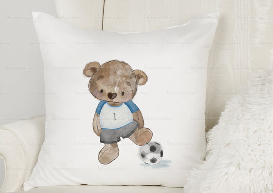 bear football cushion, personalised pillow, ideal for fathers day, birthdays, or coach thank you gifts