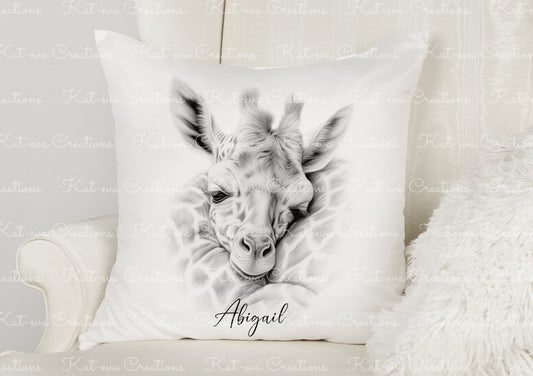 giraffe cushion. personalised sleeping giraffe pillow. ideal christmas, secret santa, stocking filler, or birthday gift