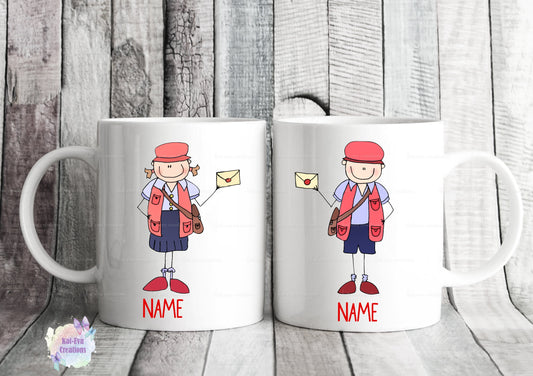 postman mug,  post lady cup. delivery driver, postie, courier mug. can be personalised