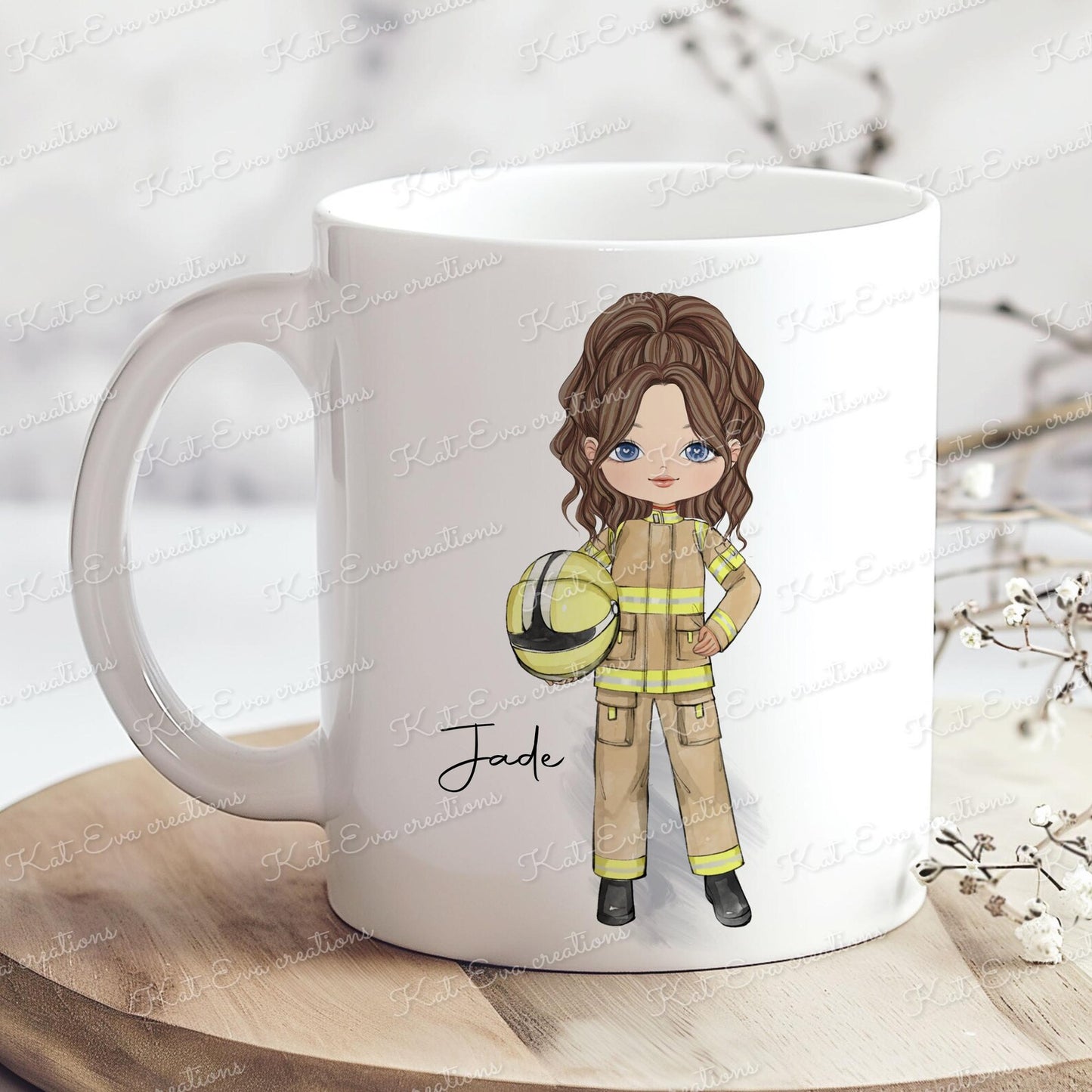 firefighter. fire woman mug
