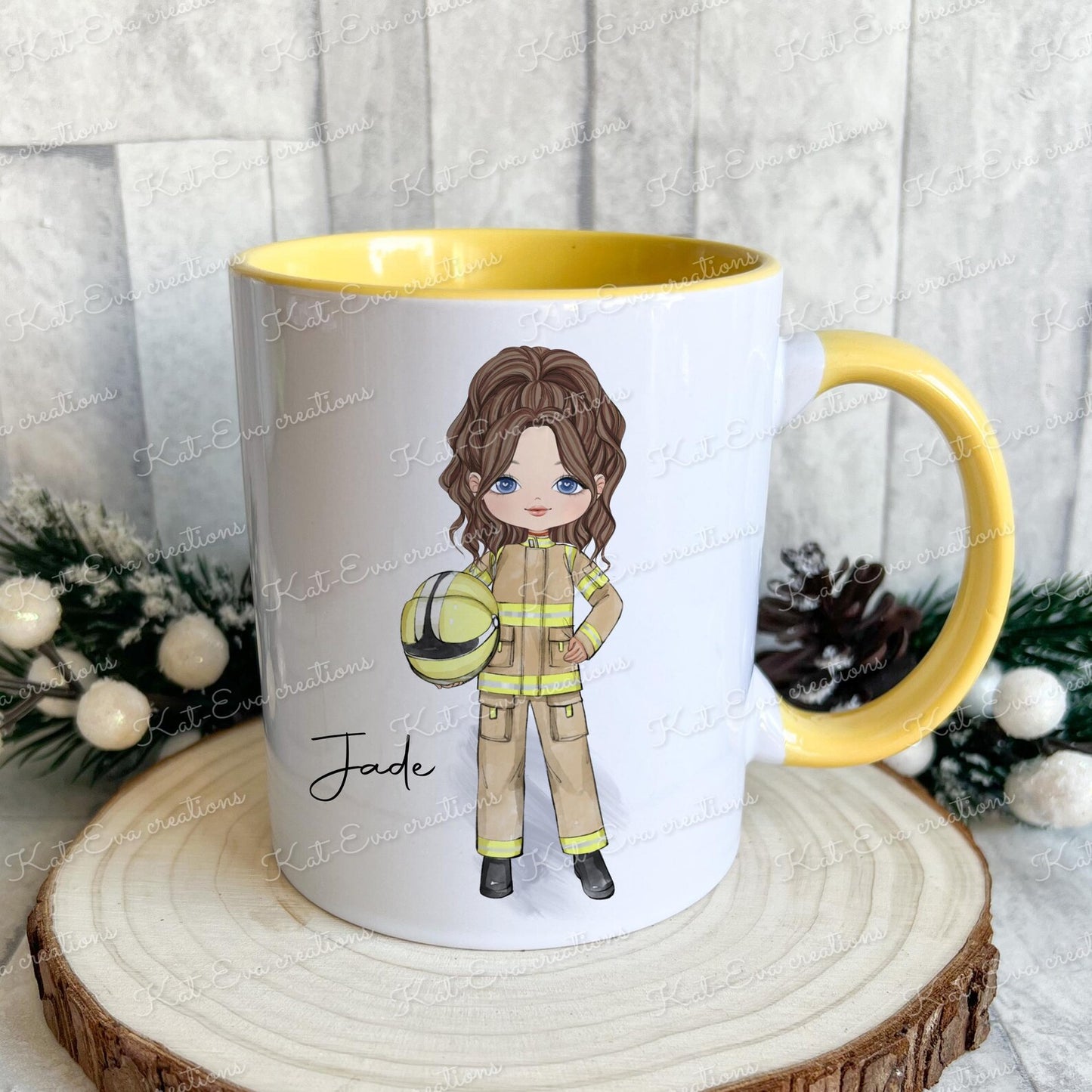firefighter. fire woman mug