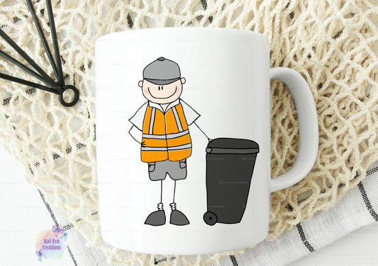 refuse collector bin man recycling man mug. can be personalised
