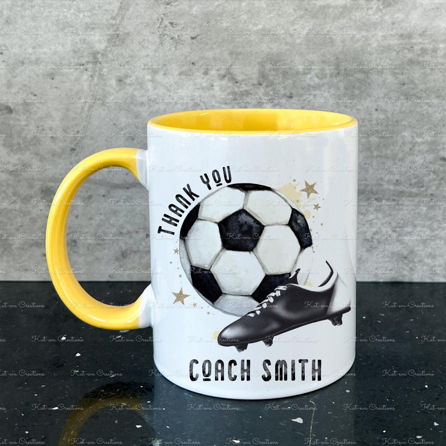 Personalised football mug. ideal christmas or birthday gift. coach present