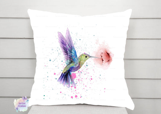 hummingbird cushion. personalised hummingbird pillow. birthday gift. secret santa or christmas present