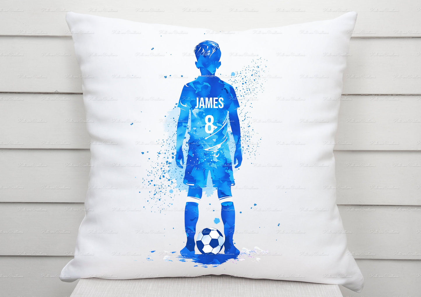 Football cushion. Personalised footballer pillow. Boys bedroom decor. Birthday or christmas gift