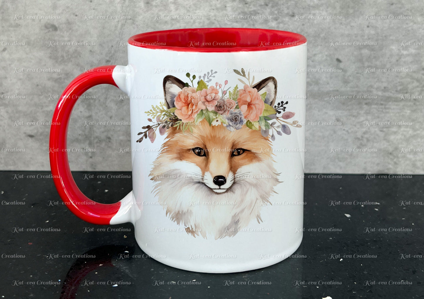 personalised fox mug. Gorgeous Floral fox Cup. Ideal for birthday, secret santa, stocking filler or Christmas present