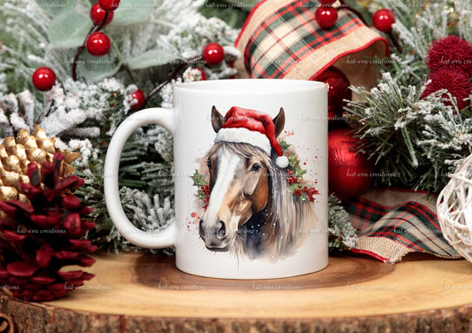 Horse Mug, personalised Christmas horse mug. Ideal Christmas gift. stocking filler or secret Santa present