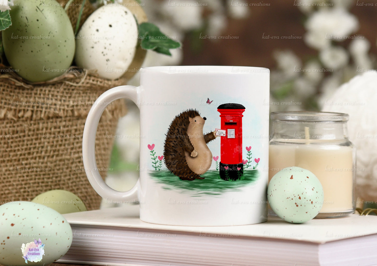 beautiful hedgehog mug can be personalised
