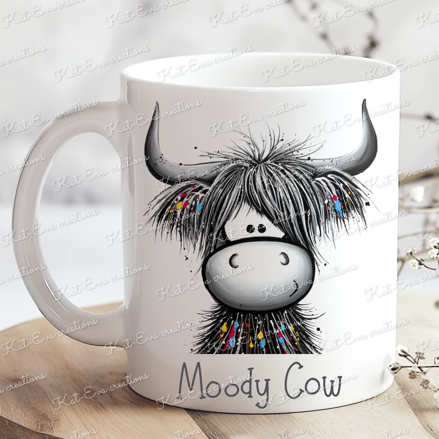 highland cow / coo mug. personalised cup