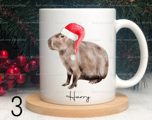 personalised Christmas capybara mug