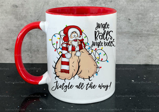 Jingle balls cup. Christmas Jingle balls mug. can be personalised  Ideal for Christmas or Birthday gift or secret santa or stocking filler