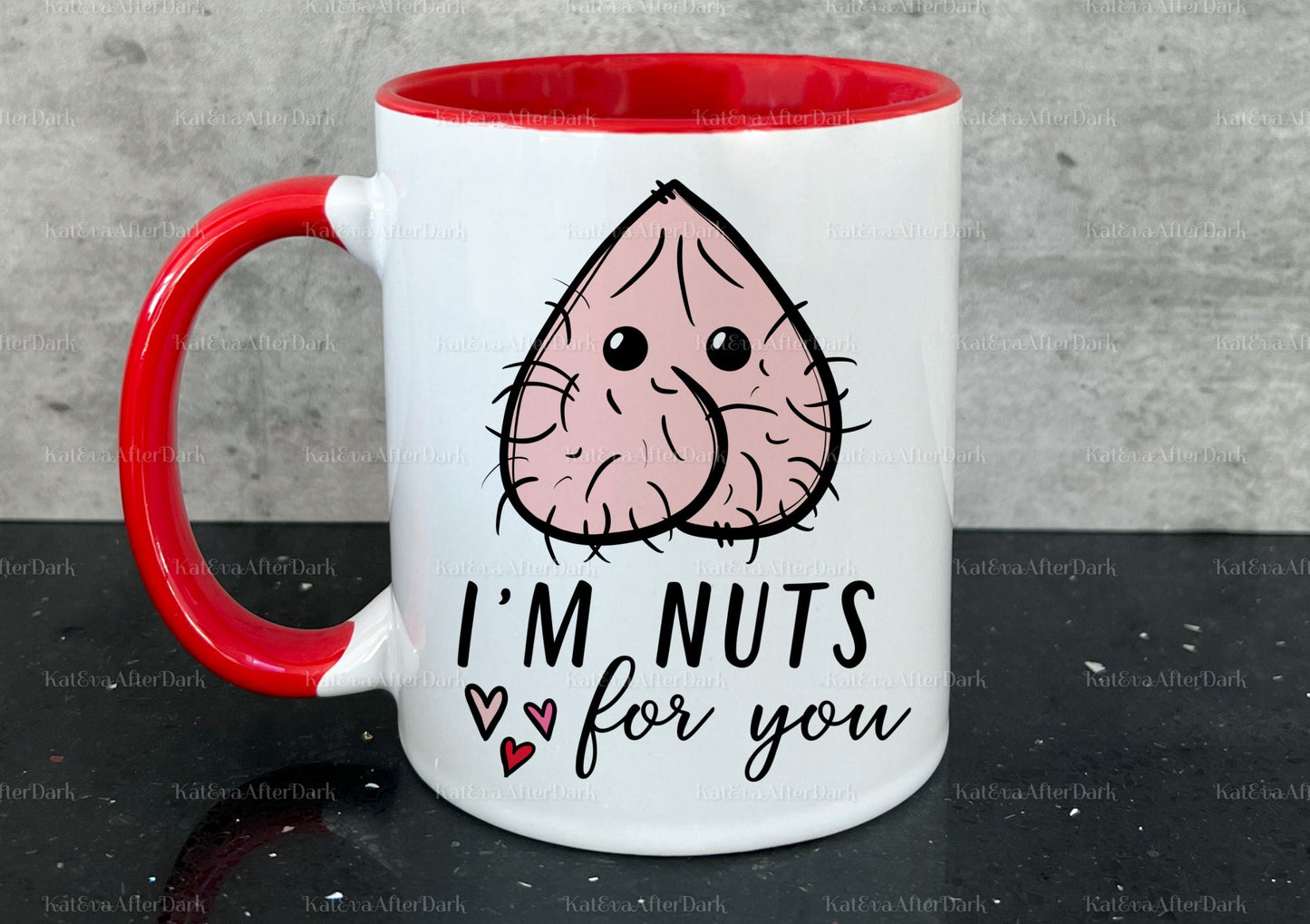 balls mug. I'm nuts for you personalised cup. Can be personalised. Ideal for Christmas or Birthday gift or secret santa or stocking filler