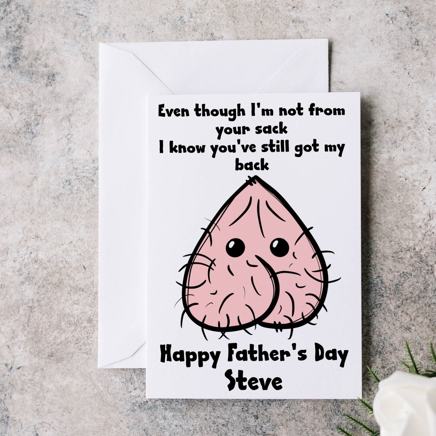 Step dad Father's day card. Even if i'm not from your sack greetings card set. Funny card.