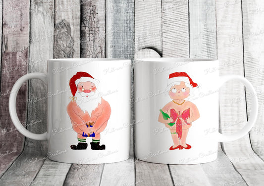 Rude Santa Mug. Santa or mrs claus personalised cup. Ideal stocking filler, christmas gift or secret santa present. funny xmas present
