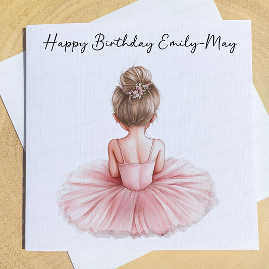 Ballet card. Personalised ballerina card