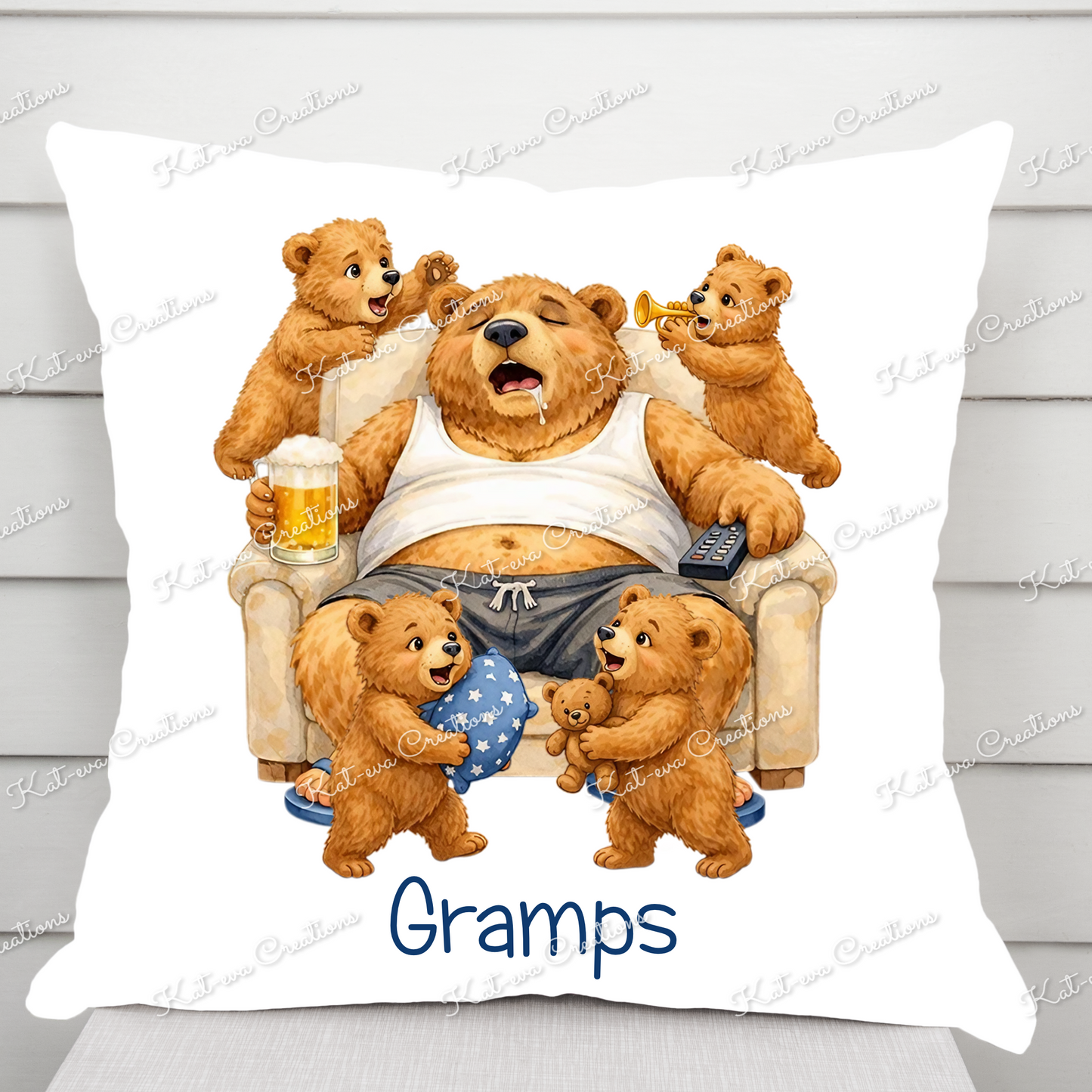 papa bear and cubs cushion