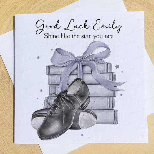 tap shoes card. Personalised tap dancer card